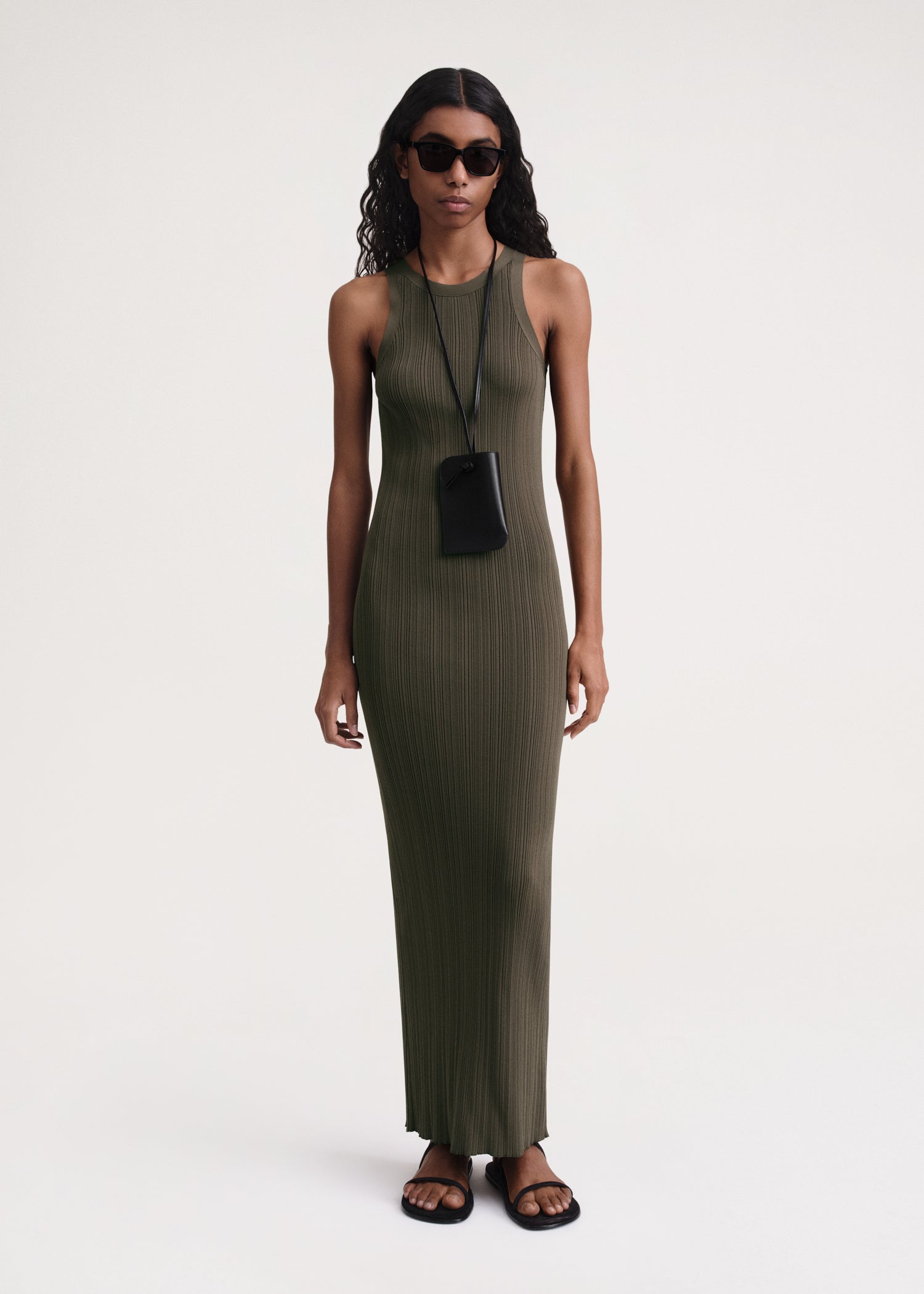 Seamless rib tank dress faded olive