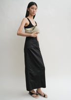 T-lock leather clutch fawn