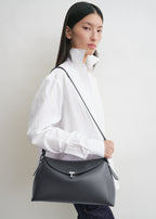 T-lock leather top handle shark