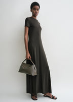 T-lock leather top handle ash