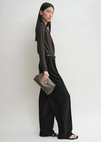 T-lock leather clutch ash