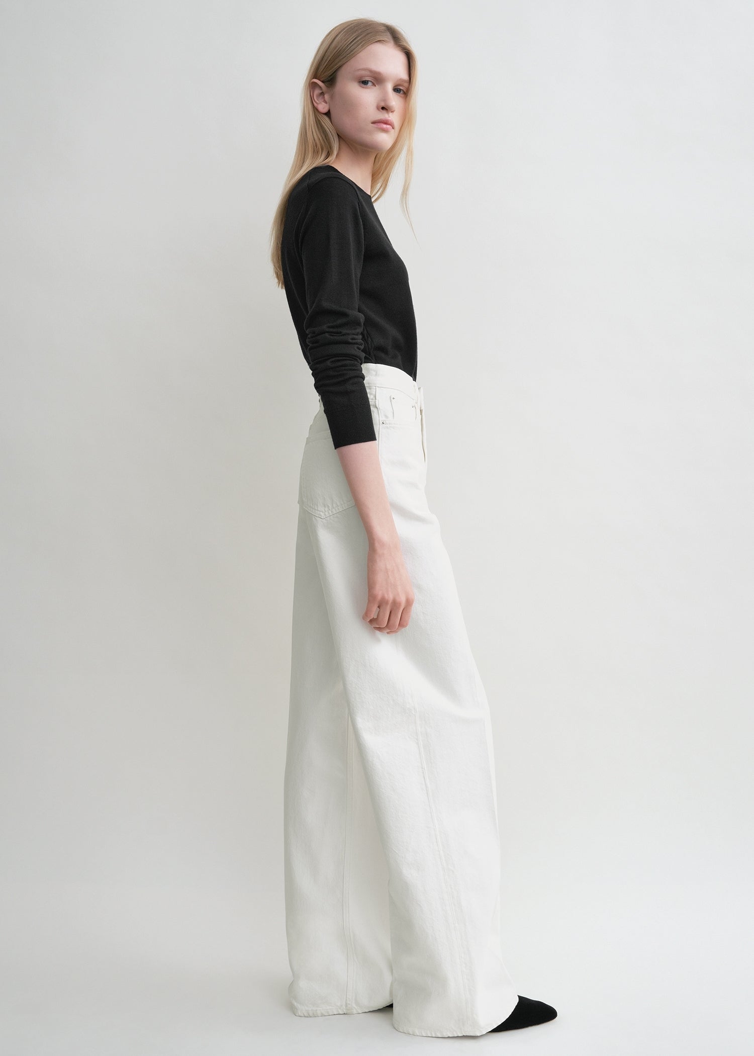 Wide leg denim white