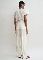 Slouch waist crinkled top cream