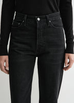 Twisted seam denim full length faded black