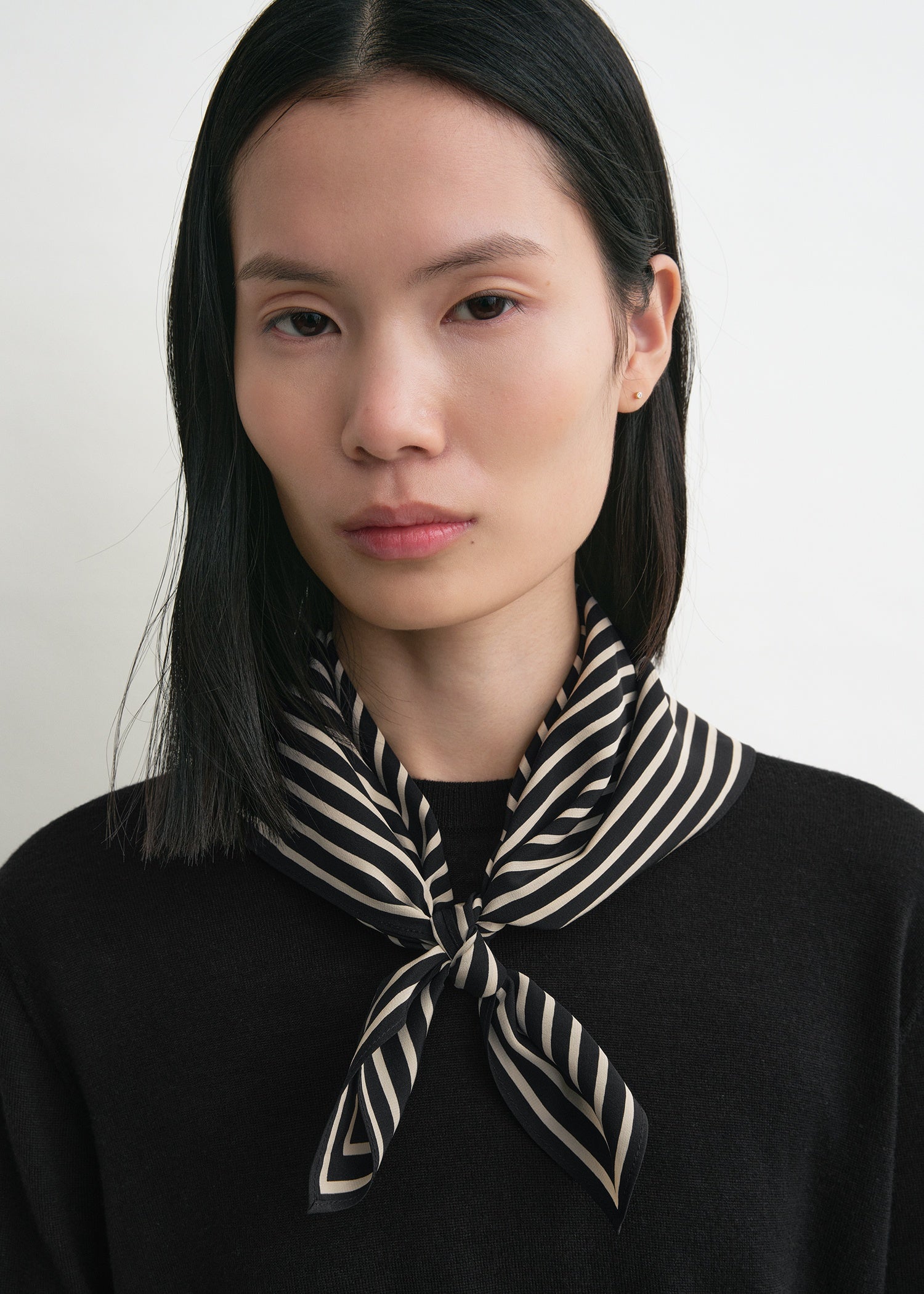 Signature monogram silk scarf black