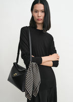 Signature monogram silk scarf black