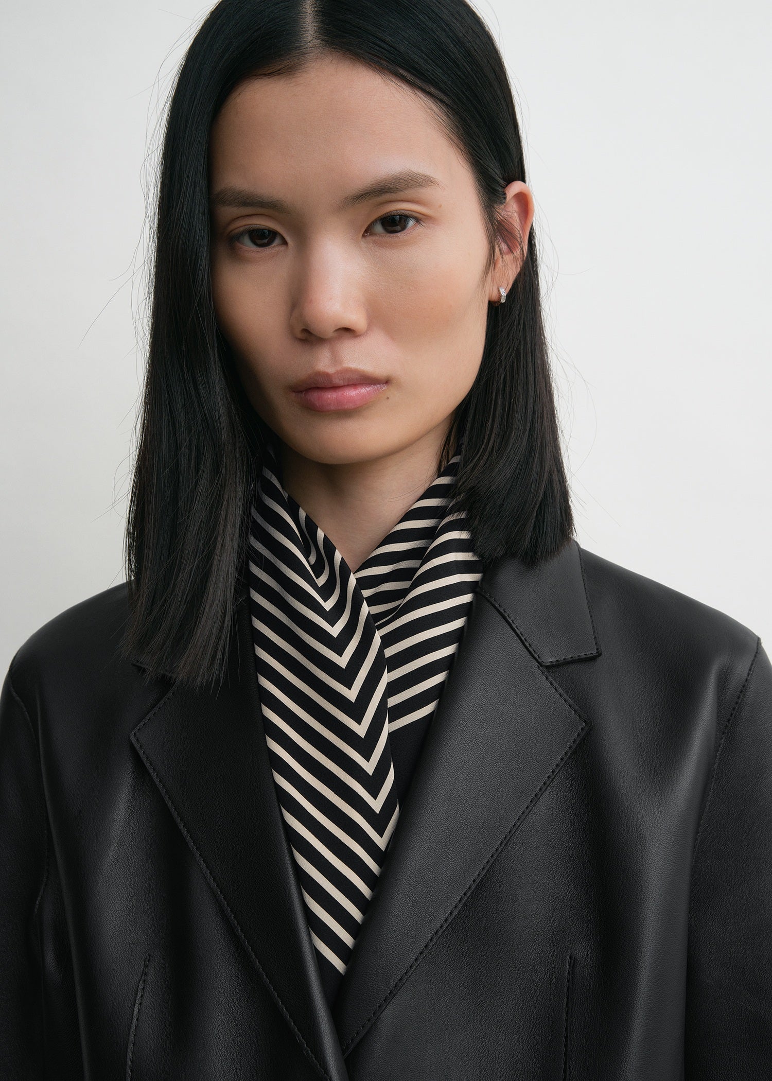 Centered monogram silk scarf black