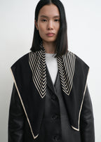 Centered monogram silk scarf black