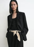 Centered monogram silk scarf crème