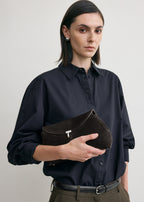 T-lock suede clutch espresso