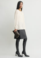 T-lock leather clutch bark