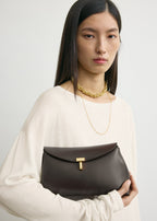 T-lock leather clutch bark