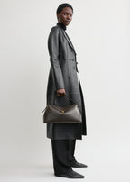 T-lock leather top handle bark