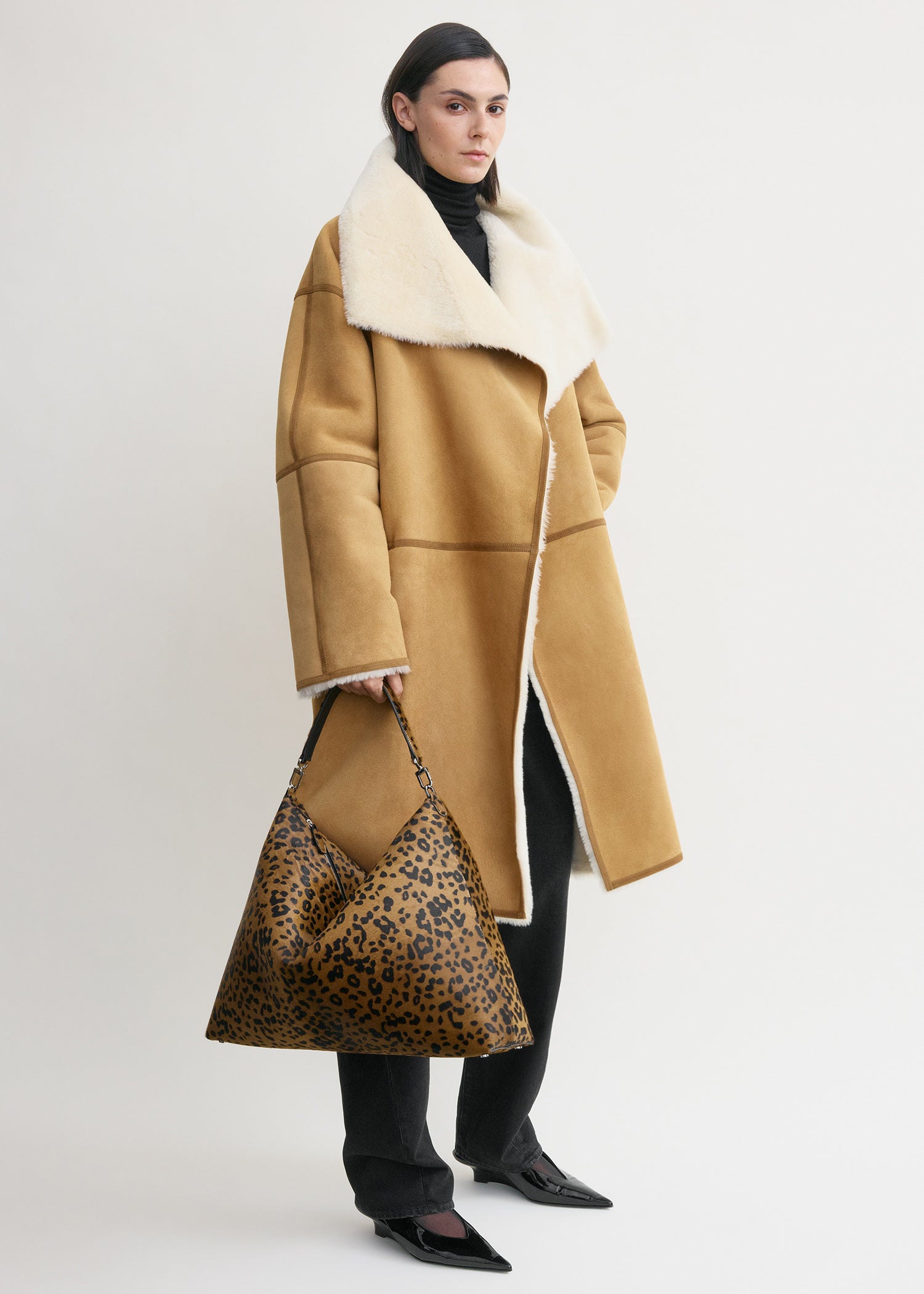 Bevel pony hair bag leopard