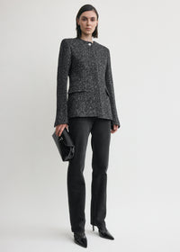 Collarless cinched jacket black/white