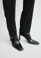 Bar glossy leather boots black