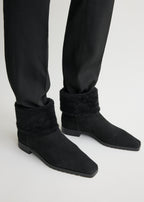 Fold-down shearling boots black