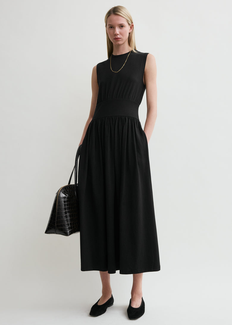 Sleeveless cotton tee dress black