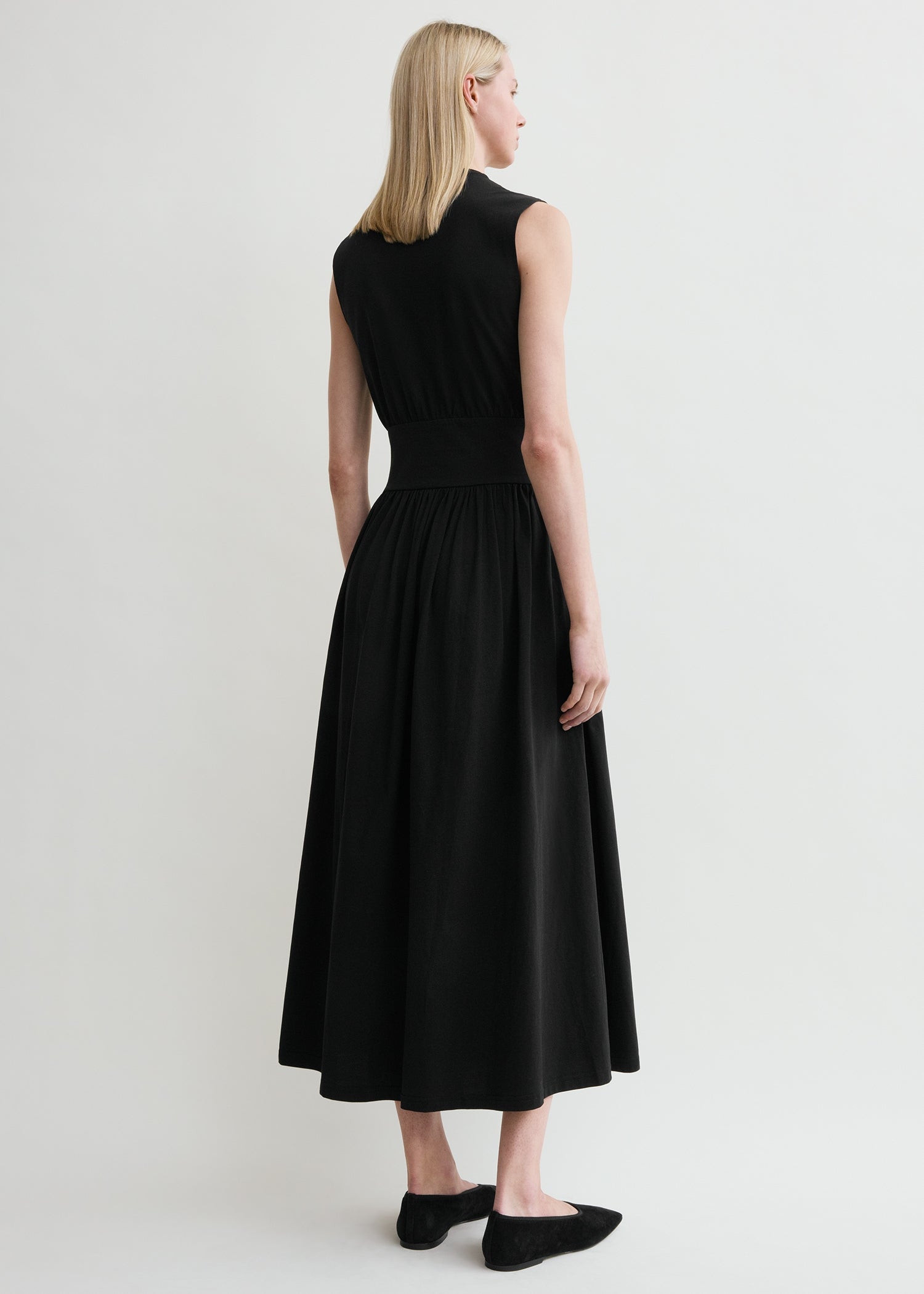 Sleeveless cotton tee dress black