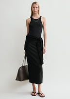 Curved rib tank dress black