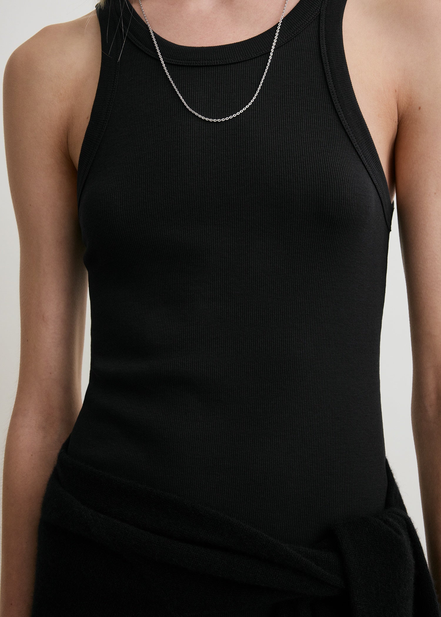 Curved rib tank dress black