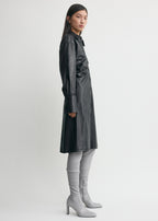 Leather slouch shirtdress navy