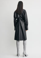 Leather slouch shirtdress navy