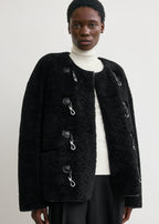 Teddy shearling clasp jacket black