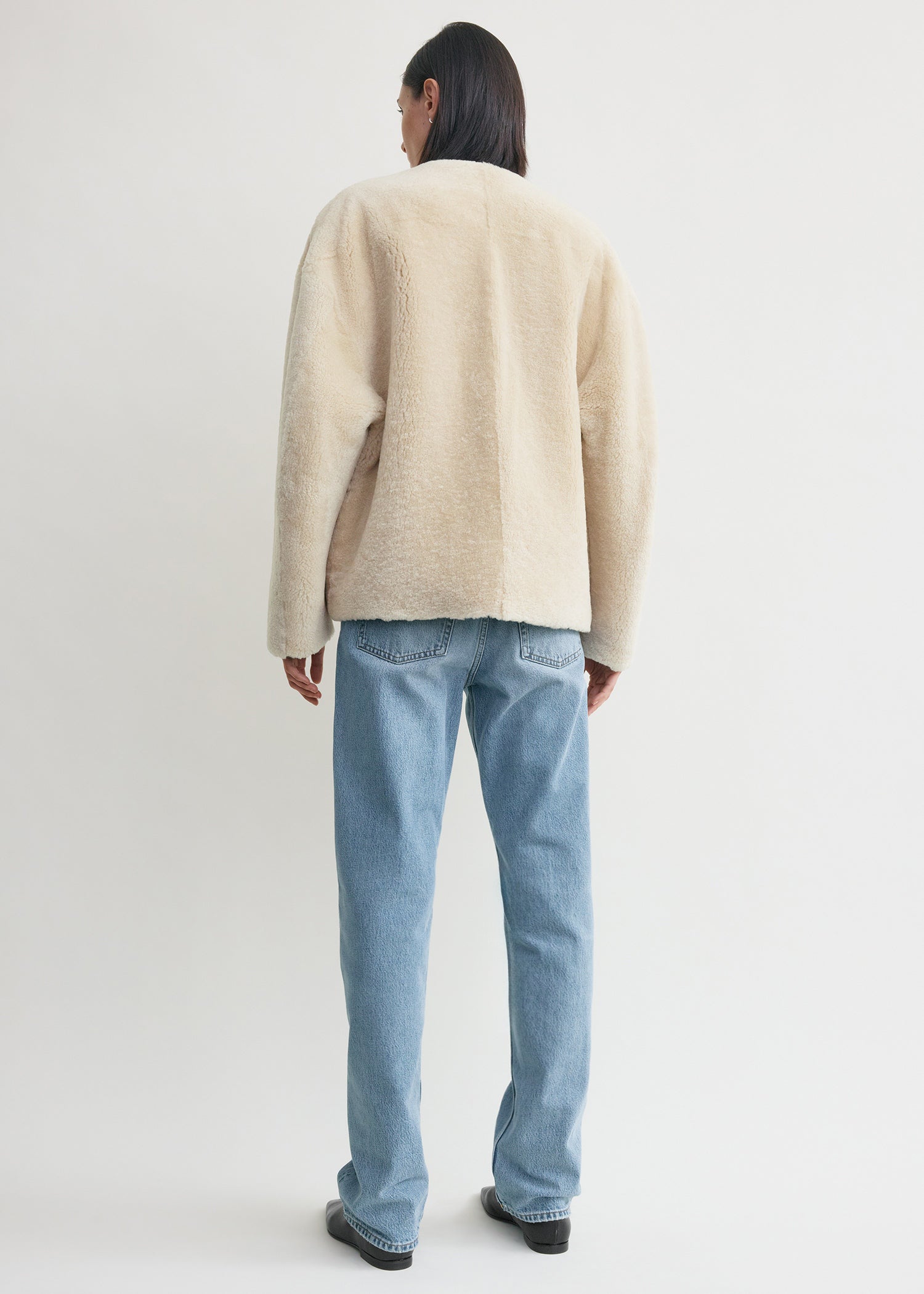 Teddy shearling clasp jacket off-white