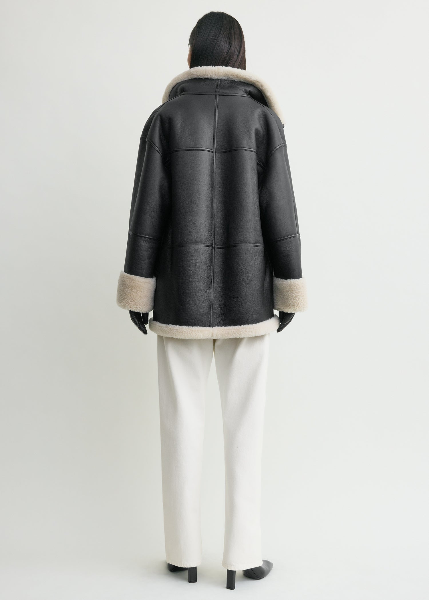 Signature shearling jacket black/off-white