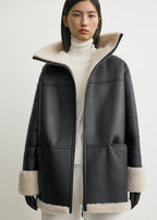 Signature shearling jacket black/off-white