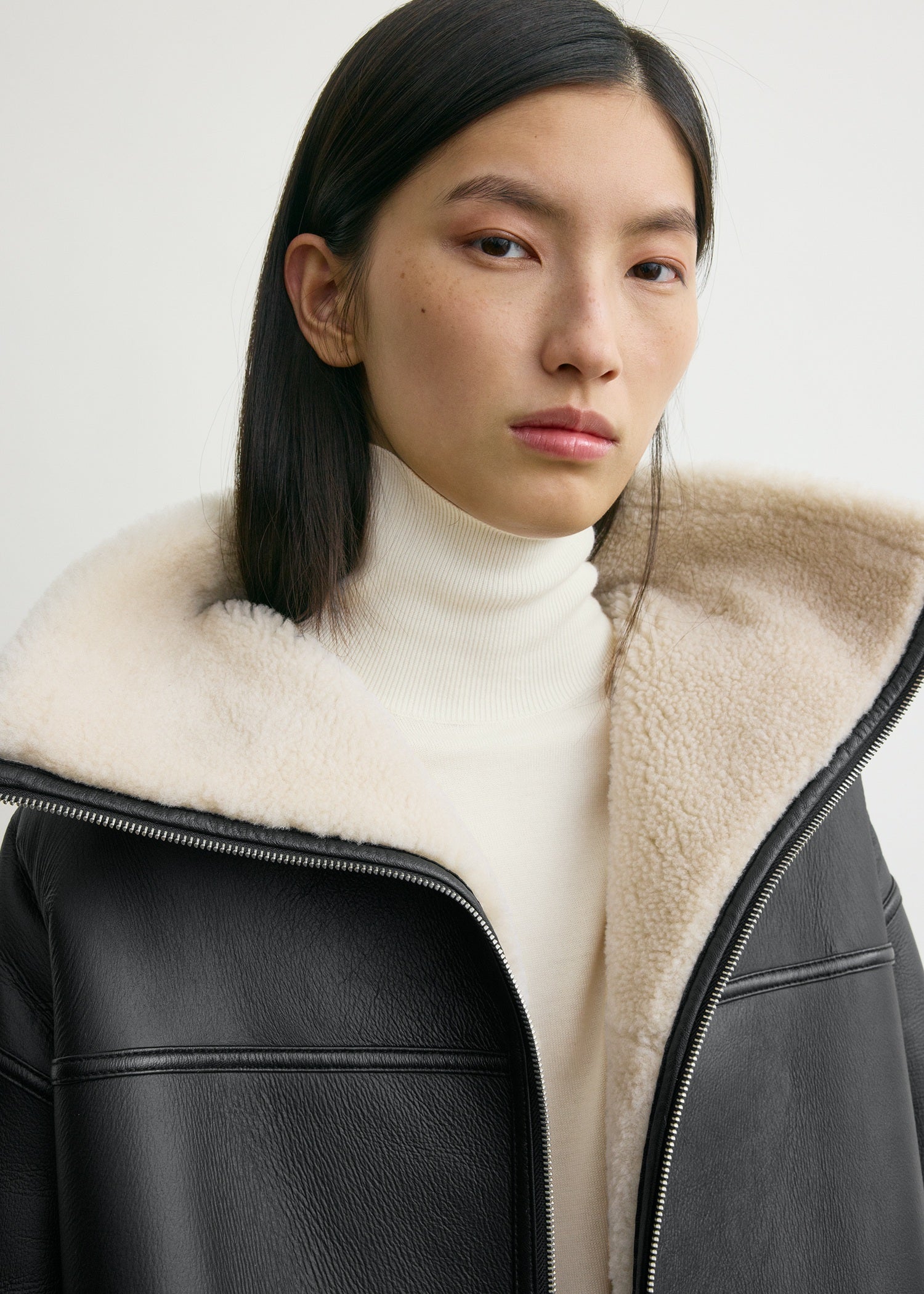 Signature shearling jacket black/off-white