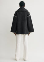 Embroidered scarf jacket dark grey mélange