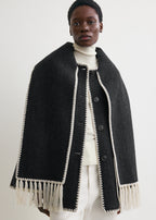Embroidered scarf jacket dark grey mélange