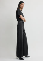 Wide leg denim faded black