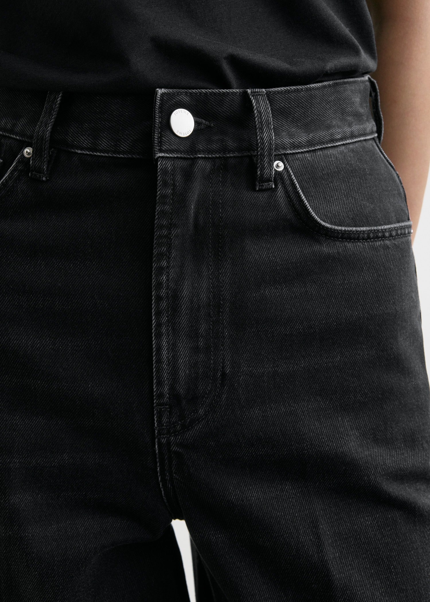 Wide leg denim faded black