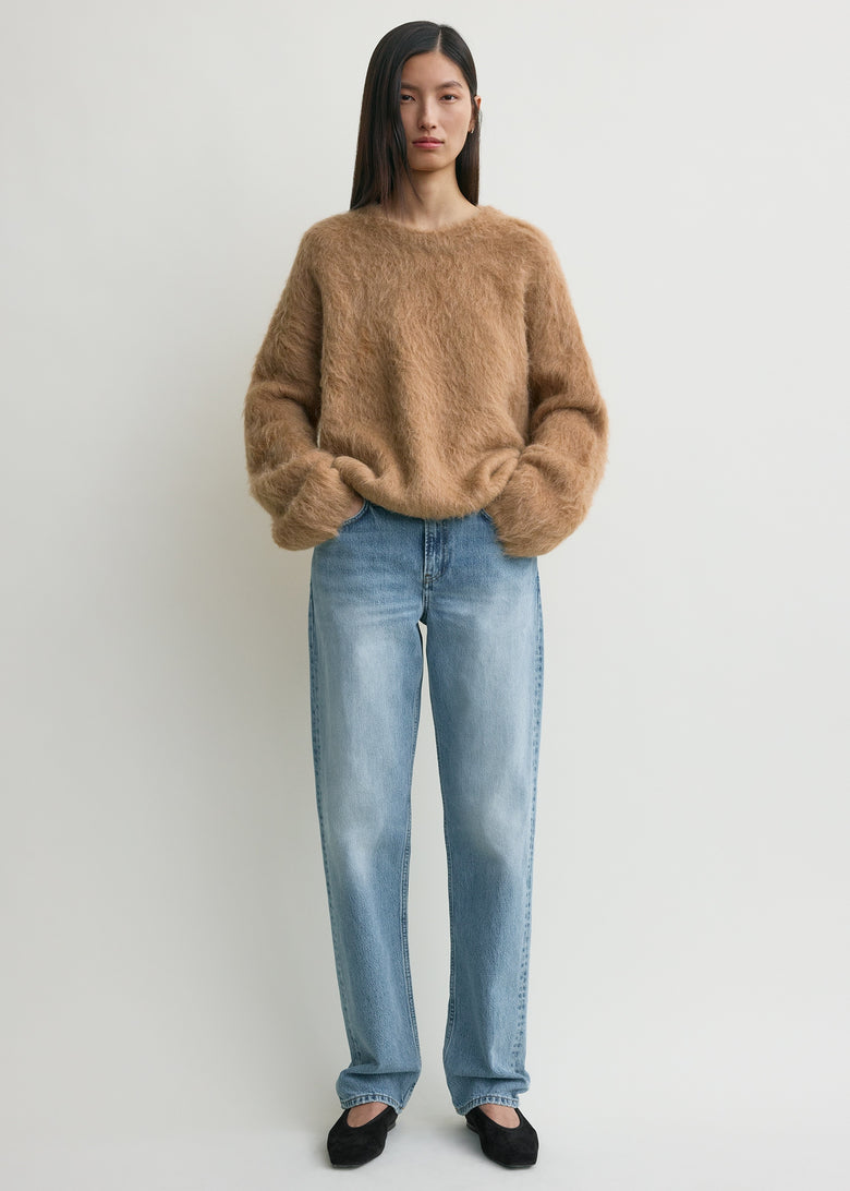 Boxy alpaca knit camel melange