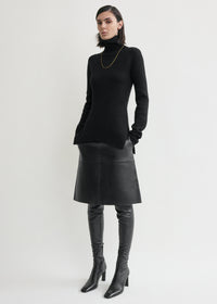 High-neck double knit black