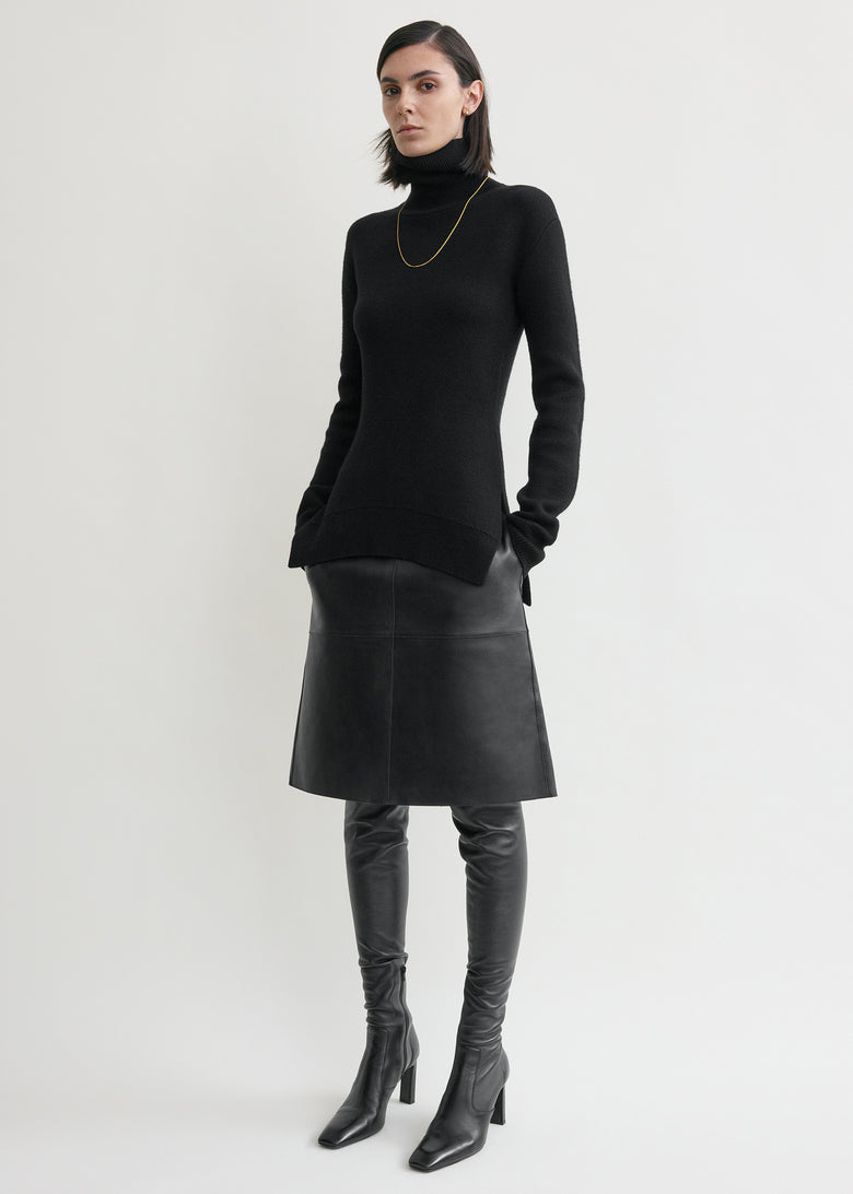 High-neck double knit black