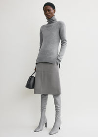 High-neck double knit pale grey