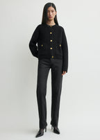 Hammered button cardigan black