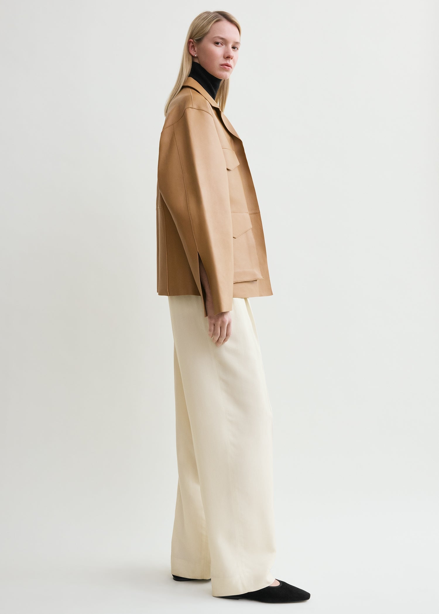 Army leather jacket camel