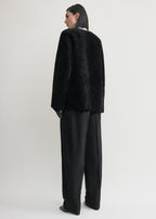 Zipped teddy shearling jacket black