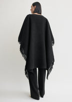 Fringed poncho black
