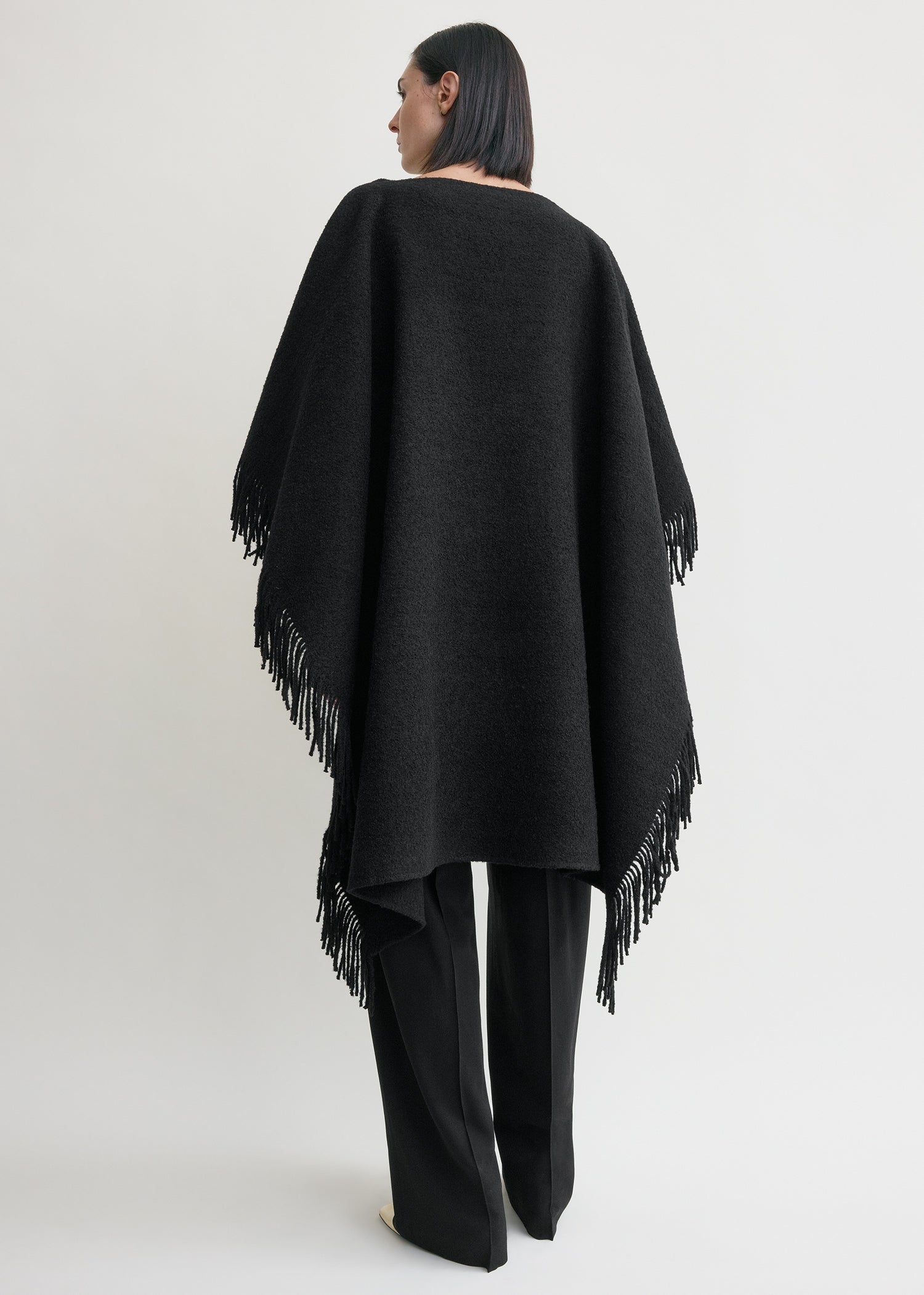 Fringed poncho black