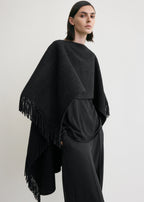 Fringed poncho black