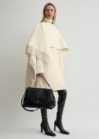 Fringed poncho winter white