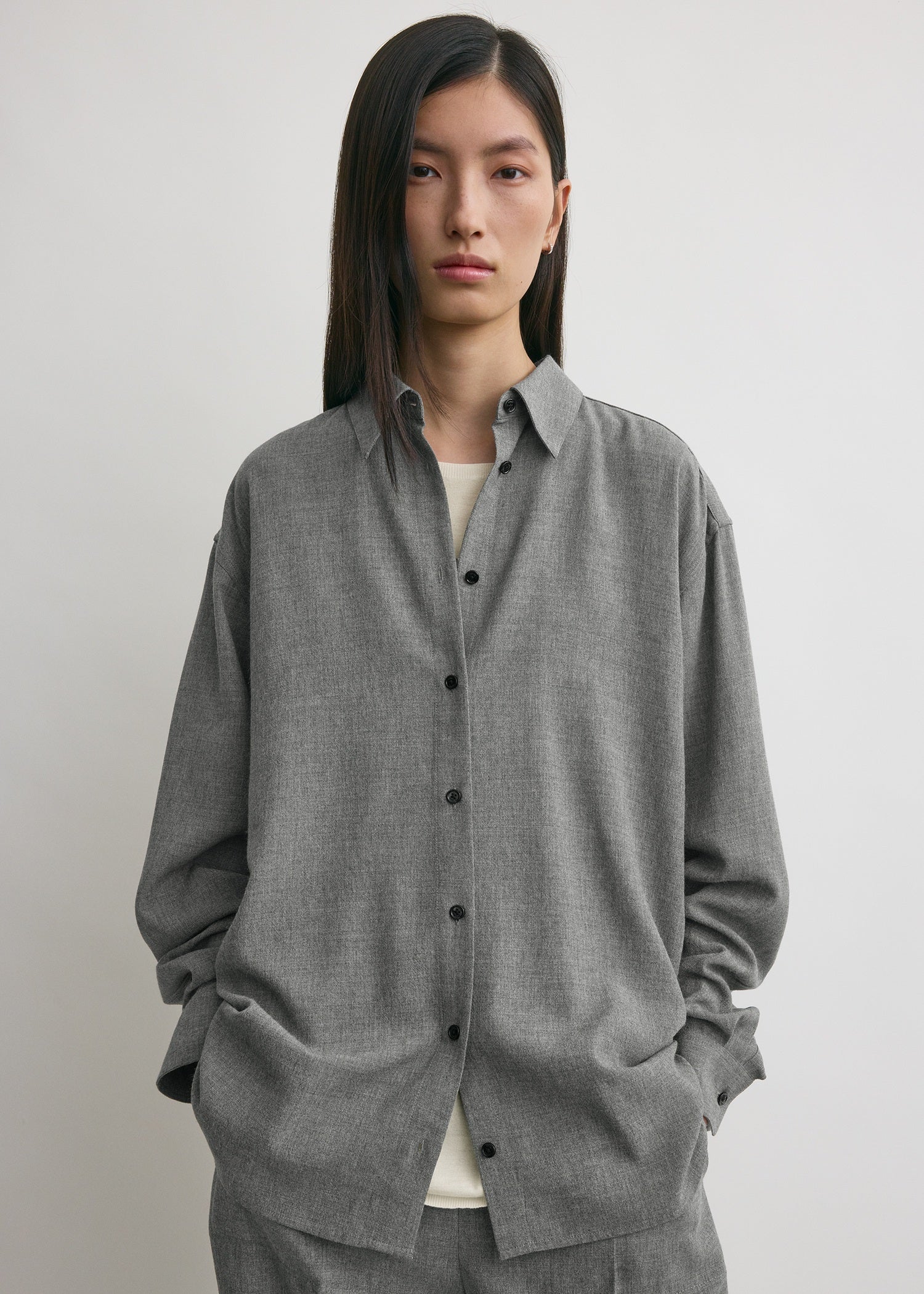 Classic fluid shirt mid grey