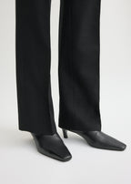 Leather mid-heel boots black