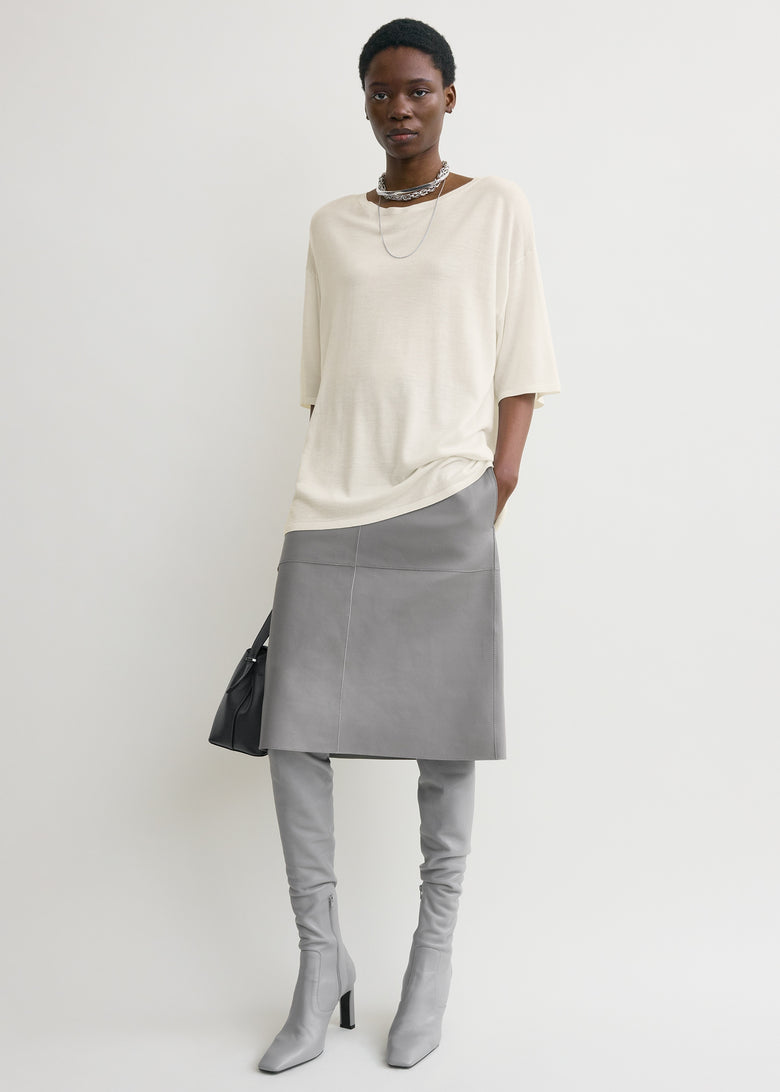 Paneled leather skirt grey